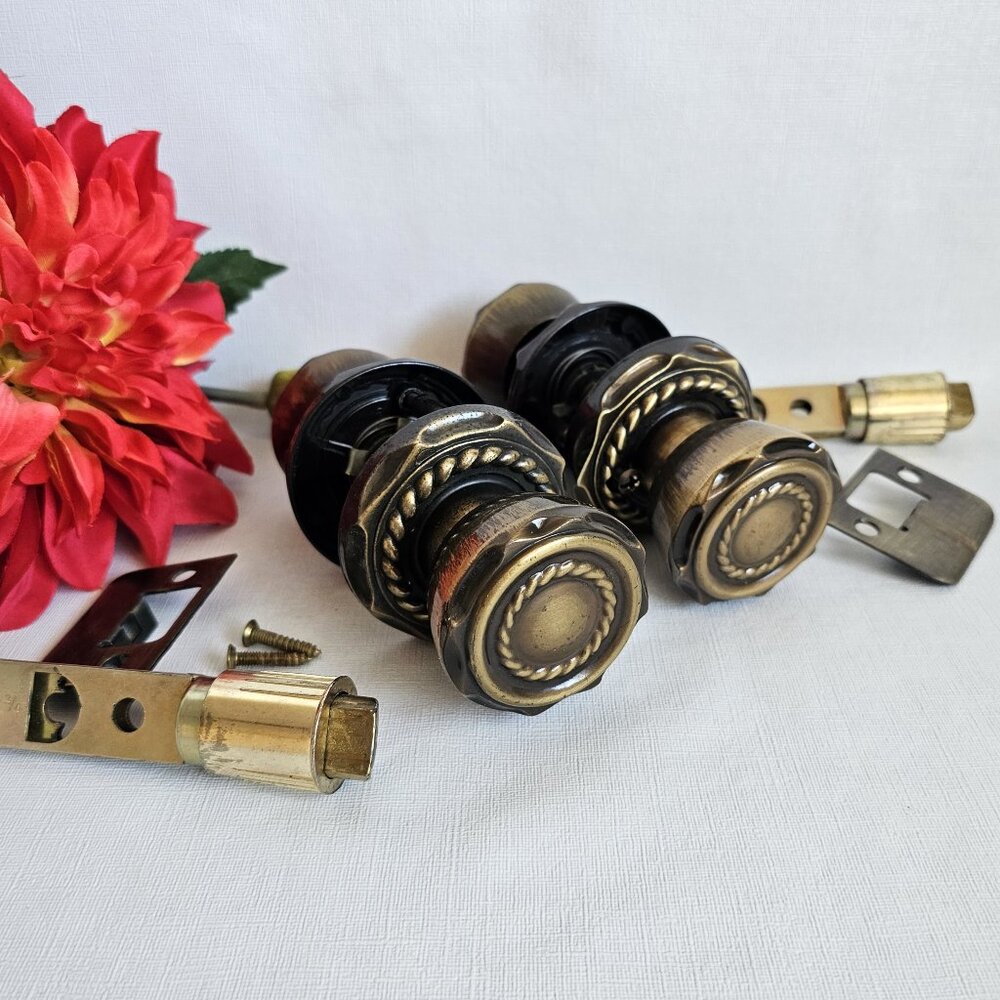 Pair of Amerock Carriage House Interior Door Knob, Antique English Finish
